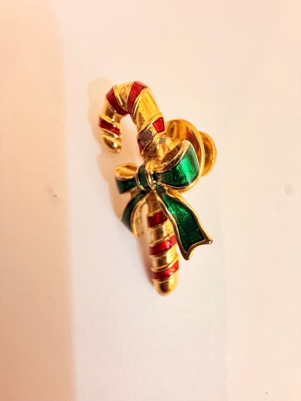 Vintage Avon Christmas Candy Cane Enamel Pin